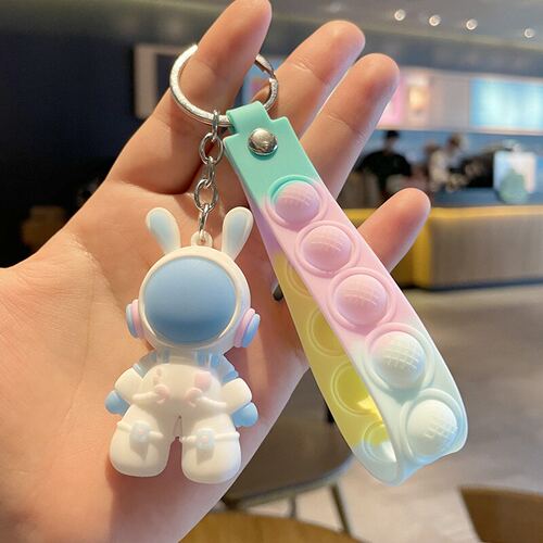 2pcs 6cm Space Rabbit Astronaut Keychain Creative Cartoon Cu
