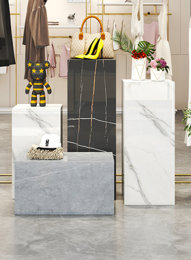 大理石雕塑底座摆台玄关岩板电视柜旁边落地客厅花架摆件底基座台