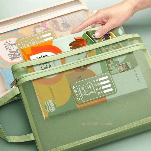 A4 Stationery Storage Bag Double-layer Mesh Zipper Bag Large