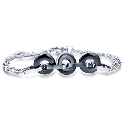 Black and white three circle stitching ceramic small fresh f