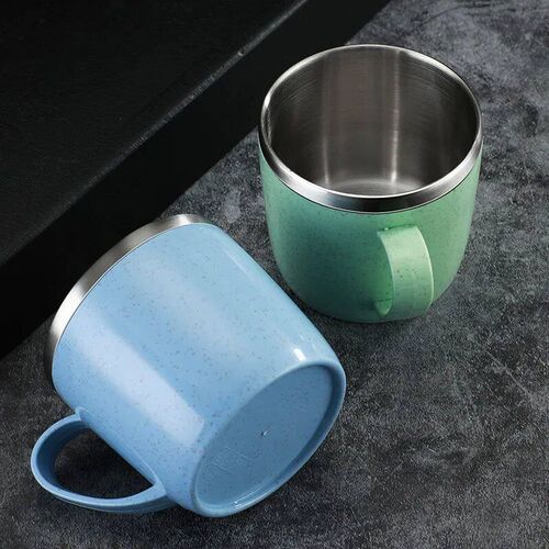 Double Layer Anti-scalding Stainless Steel Cups Plastic Hand