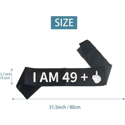 20 30 40 50 60 70 Birthday Party black Sash Ribbon Sash Wome