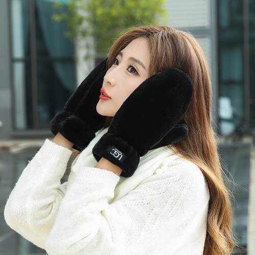 Womens winter gloves with thickened velvet for warmth and