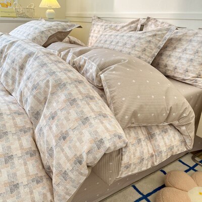 100% cotton bedding 4sets blanket duvet cover bedsheet set