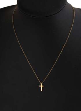 Mirror Stainless Steel Exquisite Small Hole Bead Cross Neckl