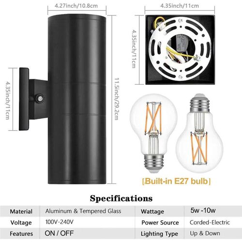 Waterproof Wall Lights E27 Double head Led wall Lamp for Mod