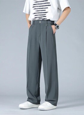 Summer Mens Pants Big Size Light Cool Polyester Straight Su