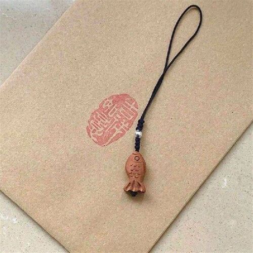 Cute Cartoon Taiyaki Keychain Kawaii Peach Wood Carving
