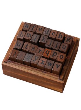 Yoofun 28pcs Alphabet Stamps Vintage Wooden Rubber Letter St