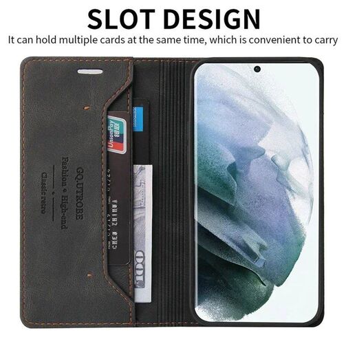 Wallet Anti Theft Brush Flip Leather Case For  Galaxy S25 FE