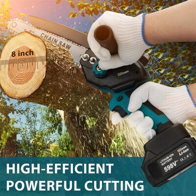 Gisam 8 Inch Brushless Chain Saw with Oil Can Cordless Handh