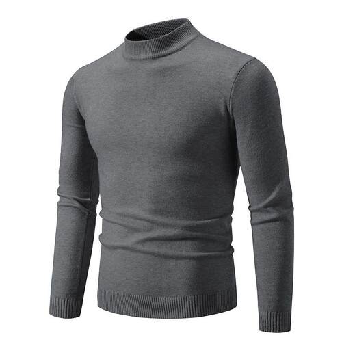 Autumn New Sweater Mens Half High Neck Basic Solid Color Ca