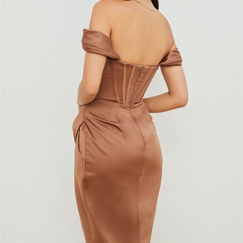 High Split Maxi Dress Solid Evening Party Vintage Dresses
