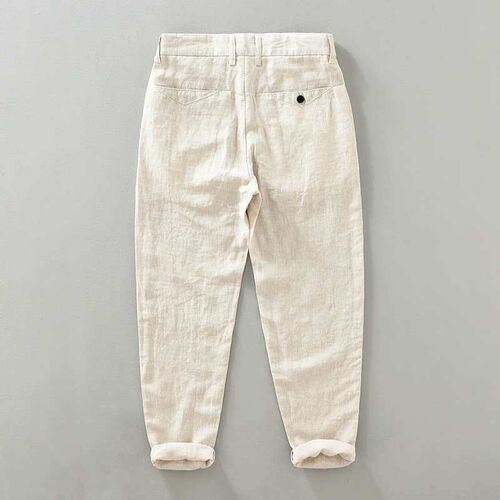 Straight Linen Pants Mens Spring New Retro High-grade Breat