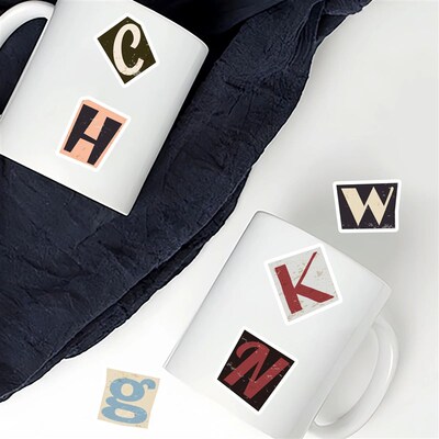 52pcs Vintage Letter Pattern Stickers for Laptops, Phone Cas