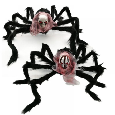 Molezu Halloween Simulation Ghost Head Plush Spider