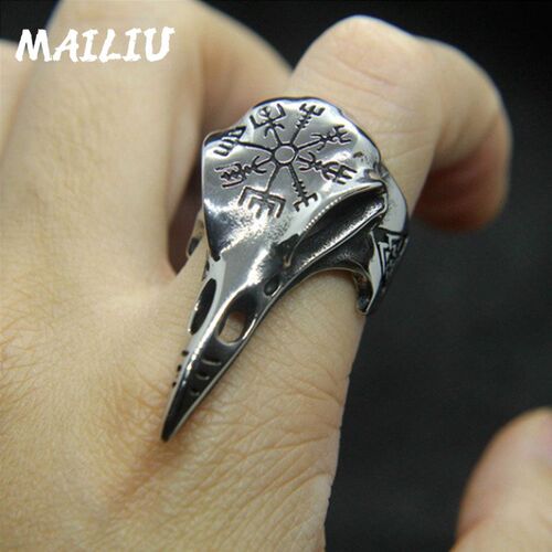 Viking Crow Bone Ring Fashion Mens Punk Rock Hip Hop Ring V