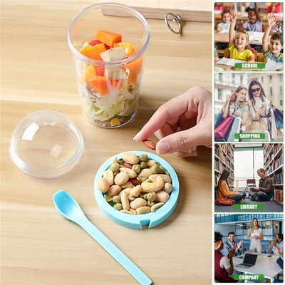 4Pcs 400ML Overnight Oats Jars with Spoon Milk Fruit Salad F