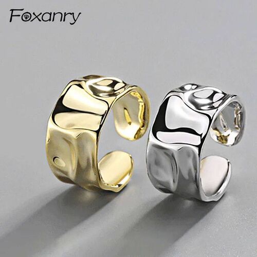 Foxanry Silver Color Irregular Handmade Ring for Women