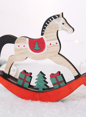Christmas decorations wooden rocking horse kindergarten toys