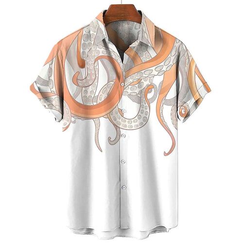 Animal Print Mens Shirt Luxury Octopus Tentacle Pattern Fas