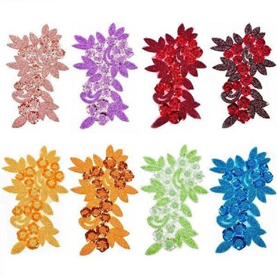 Sequin Flower Embroidered Patches Three Dimensional Flowers
