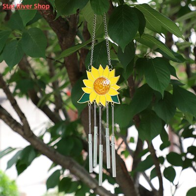 Sunflower Boat Wind Chimes Pendant Metal  Window Windchimes