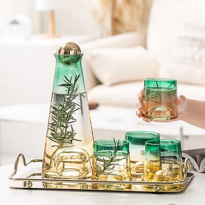 1100ML Glass Water Pitcher with 280ML 4 Tea Cups Glass Water