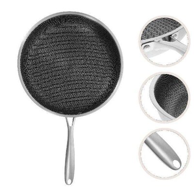 Honeycomb Fry Pan Stainless Steel Wok Skillet Frying Fried