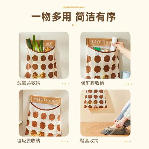 Wall-mounted large capacity storage bag for kitchen garbage
