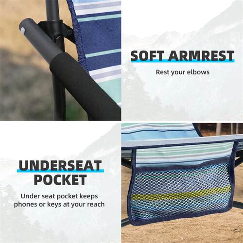 Tisetrail Portable Beach Chair For Adults Low Back Sling Cha