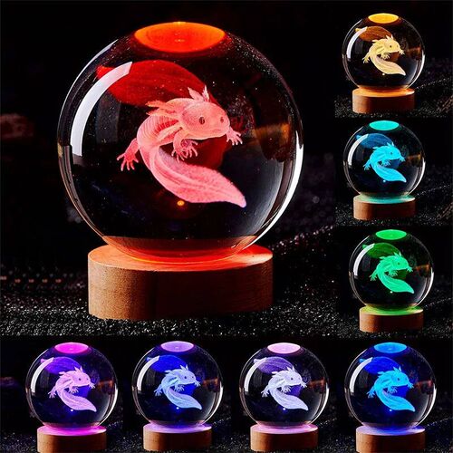 3D Crystal Ball Coloured Axolotl Planet Night Light Valentin