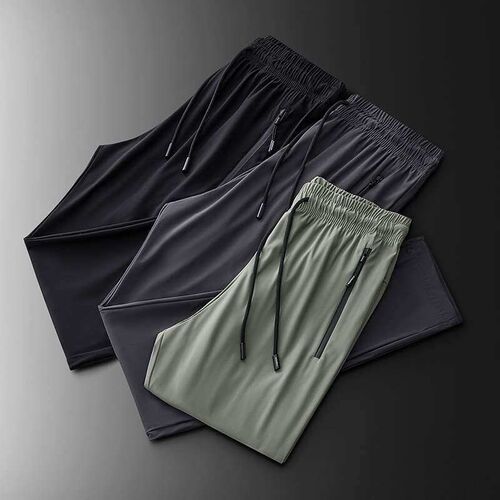 Breathing Ice Silk Casual Pants Mens Elapse Waist Quick-ry