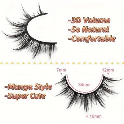 7 Pairs Manga Lashes - Natural Look, 3D Volume, Wispy, Fluff