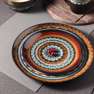 Retro ceramic tableware sets plates dishes mugs coffee cups