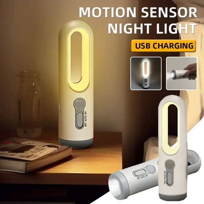 Portable 2 in 1 Flashlight Motion Sensor Night Light Bedroom
