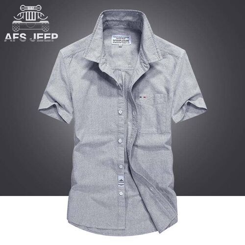 -Short-sleeved shirt mens loose cotton large size shirt inc