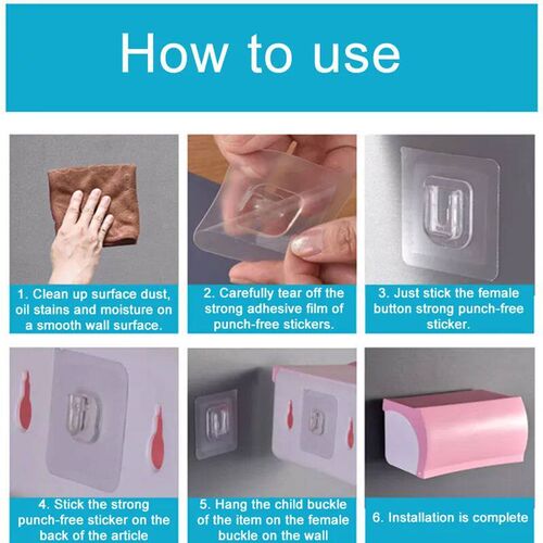 10/5 Pairs Double Sided Adhesive Wall Hooks Invisible Tracel