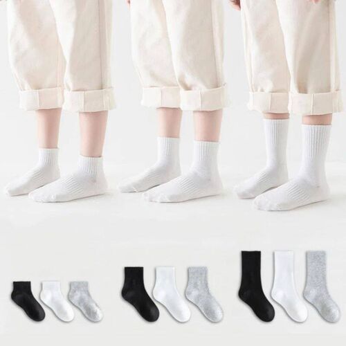 Three Lengths of Children Socks Boys Girls Black White Gray