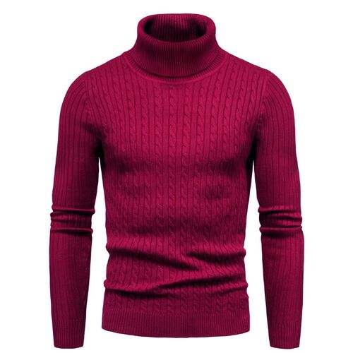 2023 Autumn and Winter New Mens High Neck Sweater Solid Col