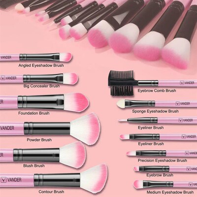 13 Pcs Pink Makeup Brushes Set Foundation Blush Powder Eyesh