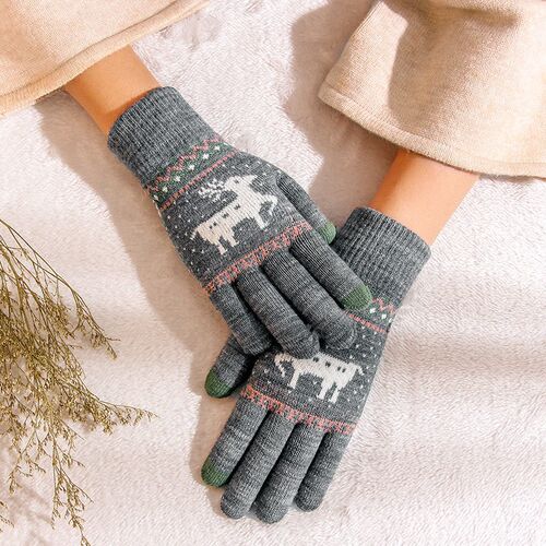 Rimiut Fashion Knitted Thick Gloves For Men & Women Christma