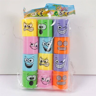12Pcs/Pack Cartoon Smile Rainbow Magic Springs Toys for Kids