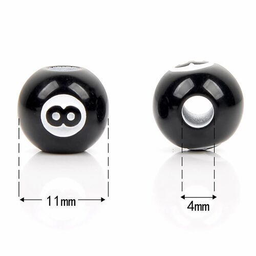 30pcs Acrylic Big Hole Billiards Black 8 Word Ball Beads For