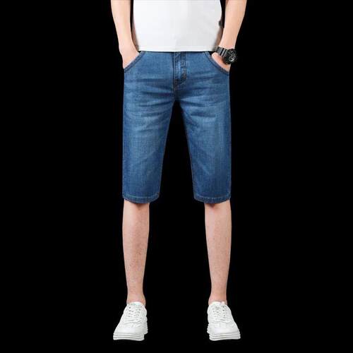 New Summer Mens Denim Shorts Fashion Solid Color Casual Loo