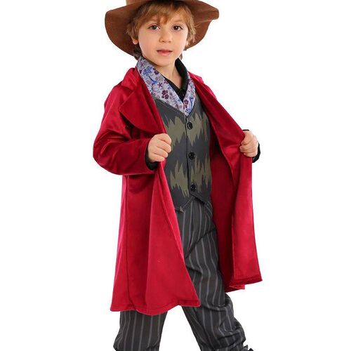 Cartoon Character Charlie Cosplay red Suit Chocolate Factory