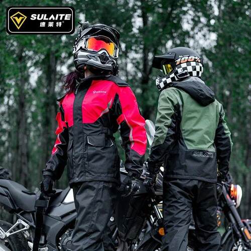Men Women Waterproof Motorcycle Rider Raincoat Suit  Set Ref