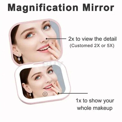 Compact Mini Gift Vanity Folding Cosmetic Mirror with Lights