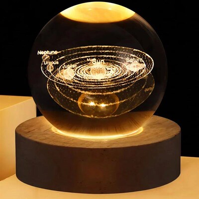 3D Crystal Lights Lamp Glowing Planetary Galaxy Night Light