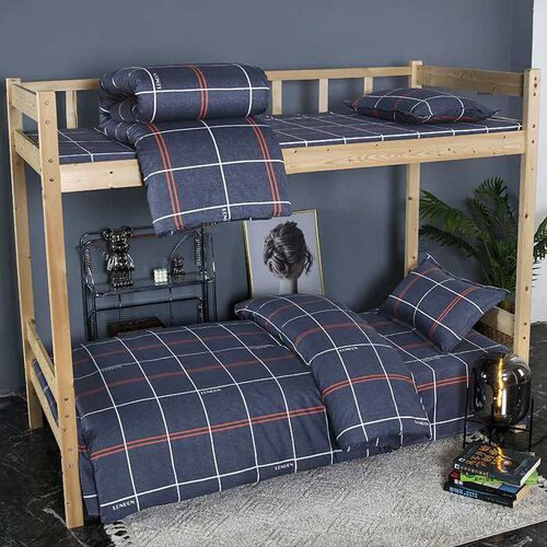 New dormitory plaid cotton three-piece school bed sheets six